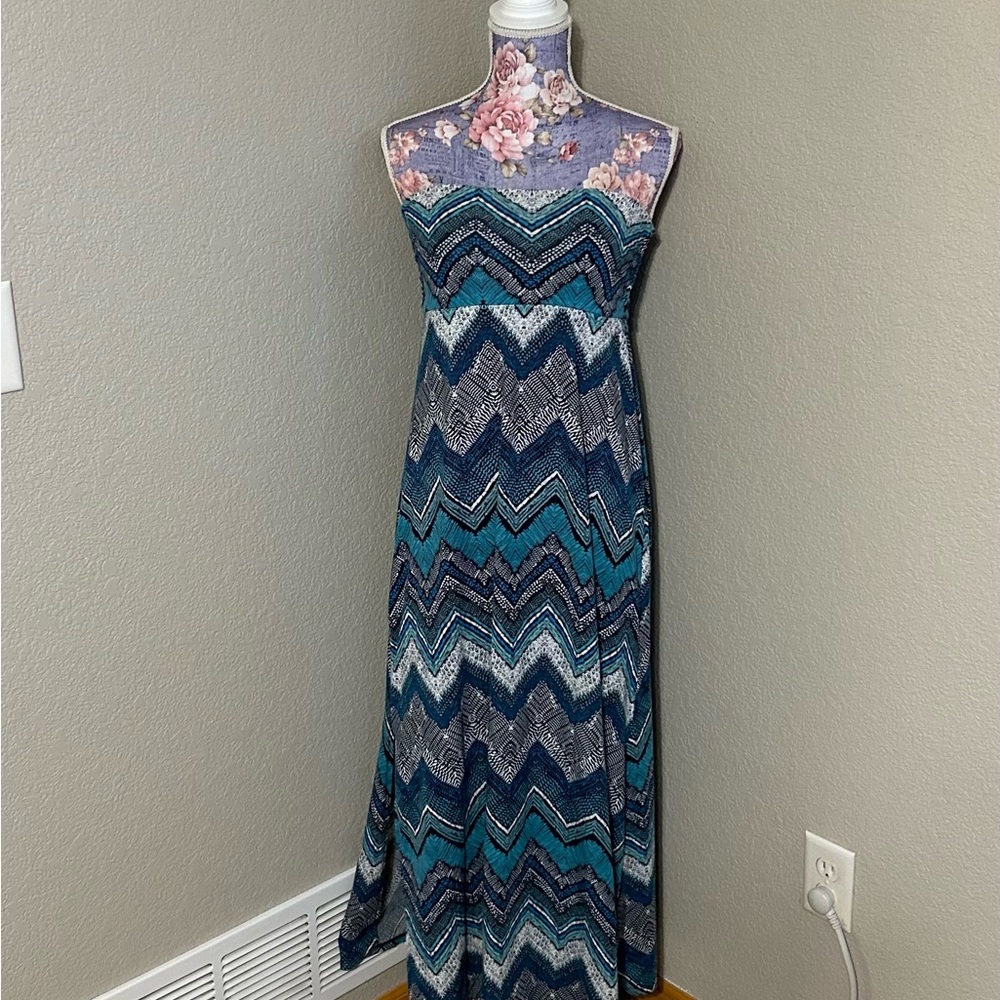 Vanity‎ Blue Green Halter Sundress Casual